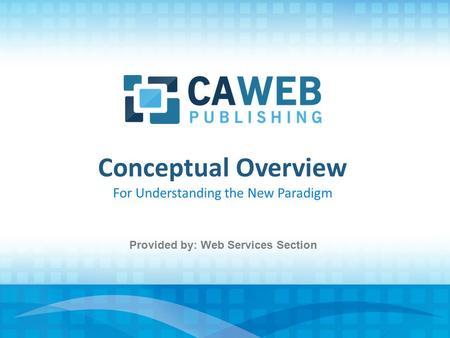 Conceptual Overview For Understanding the New Paradigm Provided by: Web Services Section.