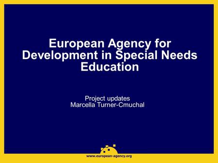 European Agency for Development in Special Needs Education Project updates Marcella Turner-Cmuchal.