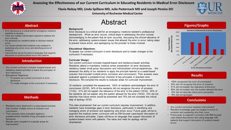 Abstract Conclusions Methods Introduction Results Figures/Graphs Error disclosure is a critical skill for emergency medicine residents to develop There.