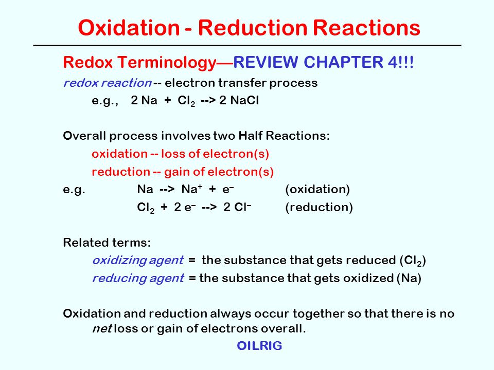 Oxidation Reduction Reactions Ppt Video Online Download