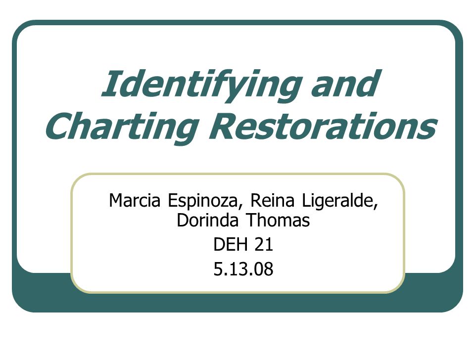 Identifying and Charting Restorations Marcia Espinoza, Reina ...