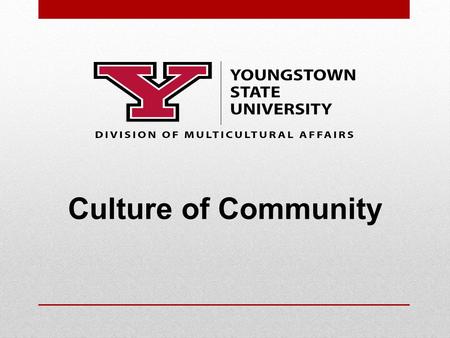 Culture of Community. 1 Creating our YSU Culture of Community Division of Multicultural Affairs Culture Of Community Council Culture Of Community Collaborative.