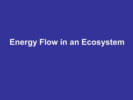 Energy Flow in an Ecosystem. Energy flows through an ecosystem as one organism eats another. The way in which energy flows can determine how many species.