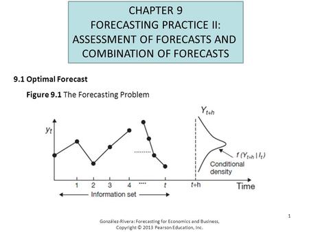 1 CHAPTER 9 FORECASTING PRACTICE II: ASSESSMENT OF FORECASTS AND COMBINATION OF FORECASTS 9.1 Optimal Forecast González-Rivera: Forecasting for Economics.