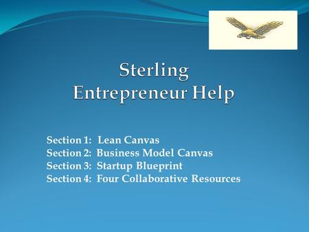 Section 1: Lean Canvas Section 2: Business Model Canvas Section 3: Startup Blueprint Section 4: Four Collaborative Resources.