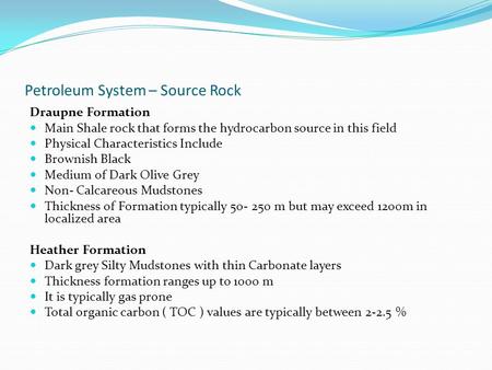Petroleum System – Source Rock