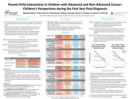 Parent-Child Interactions in Children with Advanced and Non-Advanced Cancer: Children’s Perspectives during the First Year Post-Diagnosis 1 The Research.