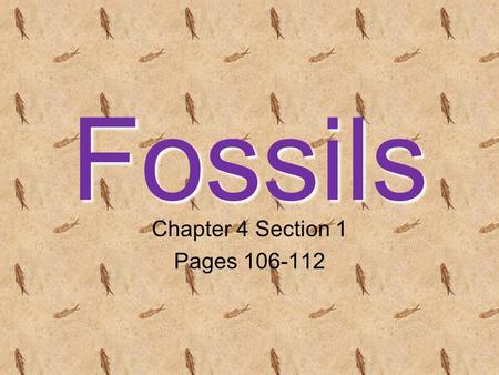 Fossils Chapter 4 Section 1 Pages 106-112. Evidence of Ancient Life Fossils- the preserved remains or traces of living things.