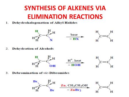 SYNTHESIS OF ALKENES VIA ELIMINATION REACTIONS