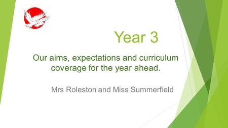 Year 3 Mrs Roleston and Miss Summerfield Our aims, expectations and curriculum coverage for the year ahead.