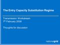 The Entry Capacity Substitution Regime Transmission Workstream 7 th February 2008 Thoughts for discussion.