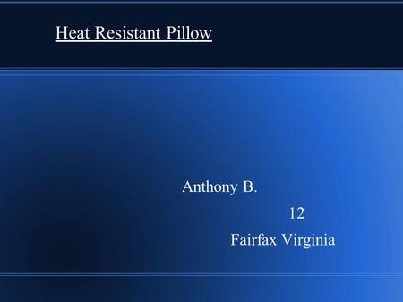Heat Resistant Pillow Anthony B. 12 Fairfax Virginia.