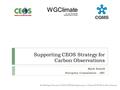 WGClimate The Joint CEOS/CGMS Working Group on Climate Supporting CEOS Strategy for Carbon Observations Mark Dowell European Commission - JRC 6th Meeting.