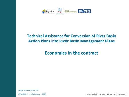 Technical Assistance for Conversion of River Basin Action Plans into River Basin Management Plans Economics in the contract INCEPTION WORKSHOP ISTANBUL.