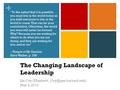 + The Changing Landscape of Leadership “To the extent that it is possible... you must live in the world today as you wish everyone to live in the world.