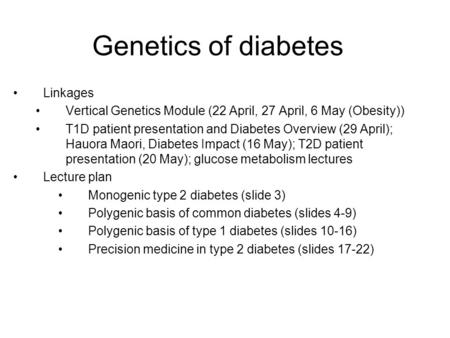 Genetics of diabetes Linkages