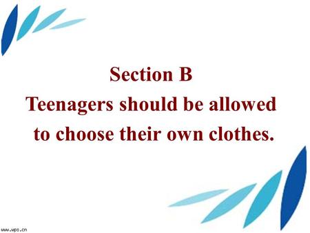 Section B Teenagers should be allowed to choose their own clothes.