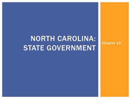 Chapter 13 NORTH CAROLINA: STATE GOVERNMENT.  Congress:  Comprised of?  ___________ laws  Upper House?  Requirements?  Lower House?  Requirements?