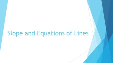 Slope and Equations of Lines. Reviewing types of slope Remember, there are four types of slope: PositiveNegative No slope Undefined slope.