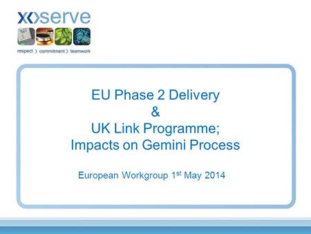 EU Phase 2 Delivery & UK Link Programme; Impacts on Gemini Process European Workgroup 1 st May 2014.