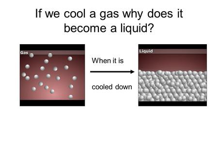 When it is cooled down If we cool a gas why does it become a liquid?