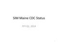 SIM Maine CDC Status FFY Q1, 2014 1. SIM Maine CDC Status Driven by the Maine CDC FFY Q1, Oct – Dec 2013 ObjectiveStatusStatus Description CHW PilotYellowSteering.