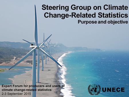 . Steering Group on Climate Change-Related Statistics Purpose and objective Expert Forum for producers and users of climate change-related statistics 2-3.