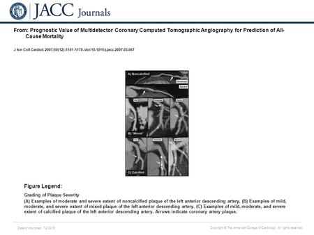 Date of download: 7/2/2016 Copyright © The American College of Cardiology. All rights reserved. From: Prognostic Value of Multidetector Coronary Computed.