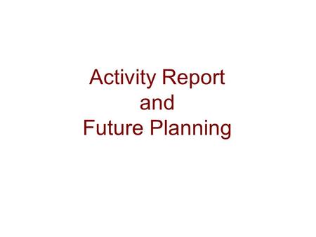 Activity Report and Future Planning. European thematic work 2006 Main priorities: 1.Gather and analyze good practice and general information on operations.