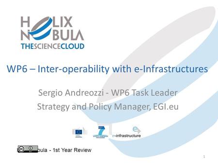 WP6 – Inter-operability with e-Infrastructures Sergio Andreozzi - WP6 Task Leader Strategy and Policy Manager, EGI.eu Helix Nebula - 1st Year Review 1.