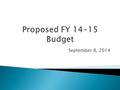 September 8, 2014.  Tentative Millage Rate  City Finances  General Fund ◦ Revenues and Expenditures  Budget Outlook ◦ Changes  Property Taxes  Questions.