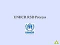 UNHCR RSD Process. Agenda: (1 hr.) Introductions/Icebreakers (10 min.) UNHCR RSD Process (50 min.) –Step 1: Pre-Registration Interview –Step 2: Full Registration.