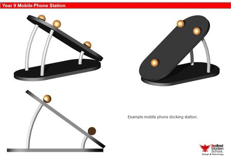 Year 9 Mobile Phone Station Design & Technology Example mobile phone docking station.