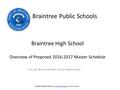 Braintree Public Schools Jim Lee, Braintree High School Headmaster Braintree High School Overview of Proposed 2016-2017 Master Schedule Braintree Public.