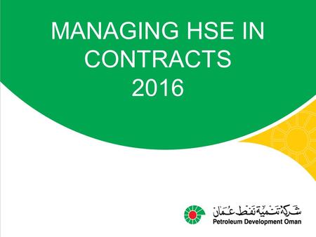 MANAGING HSE IN CONTRACTS 2016