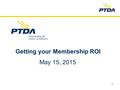 1 Getting your Membership ROI May 15, 2015. 2 GETTING YOUR MEMBERSHIP ROI Member Advantages $50,000 worth of information for your membership dues investment.