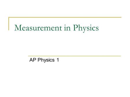 Measurement in Physics AP Physics 1. SI units for Physics The SI stands for System International”. There are 3 fundamental SI units for LENGTH, MASS,
