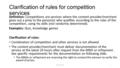 Clarification of rules for competition services Definition: Competitions are services where the content provider/merchant gives out a prize to the person(s)