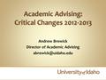 Andrew Brewick Director of Academic Advising 1.