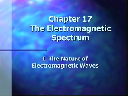 Chapter 17 The Electromagnetic Spectrum I. The Nature of Electromagnetic Waves.
