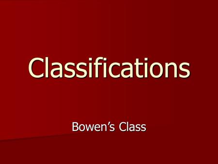 Classifications Bowen’s Class. Quadrilateral Any four sided polygon Any four sided polygon.