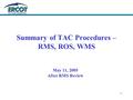 1 Summary of TAC Procedures – RMS, ROS, WMS May 11, 2005 After RMS Review.