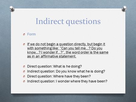 Indirect questions Form