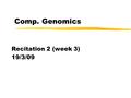 Comp. Genomics Recitation 2 (week 3) 19/3/09. Outline Finding repeats Branch & Bound for MSA Multiple hypotheses testing.