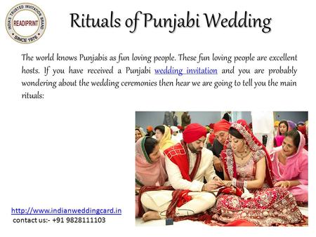Rituals of Punjabi Wedding