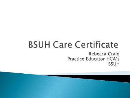 Rebecca Craig Practice Educator HCA’s BSUH. 1. Understand your role9. Awareness of Mental Health, Dementia and Learning Disability 2.Your Personal Development10.