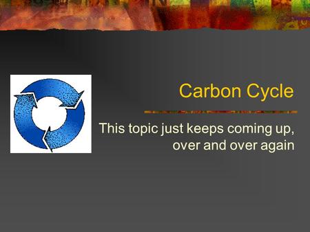 Carbon Cycle This topic just keeps coming up, over and over again.