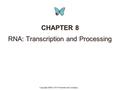 CHAPTER 8 RNA: Transcription and Processing CHAPTER 8 RNA: Transcription and Processing Copyright 2008 © W H Freeman and Company.