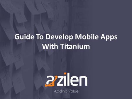 Guide To Develop Mobile Apps With Titanium. Agenda Overview Installation of Platform SDKs Pros of Appcelerator Titanium Cons of Appcelerator Titanium.