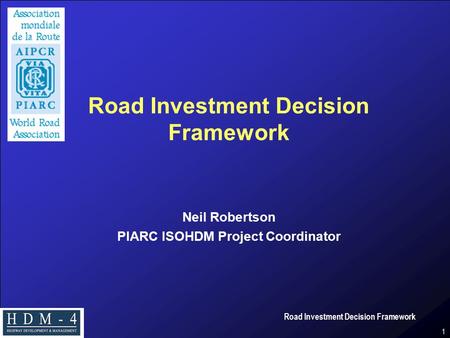 Road Investment Decision Framework